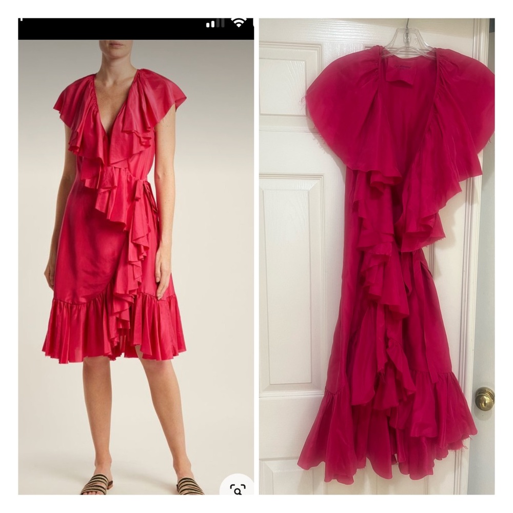 loup charmant deep‎ pink silk wrap dress. Size XS